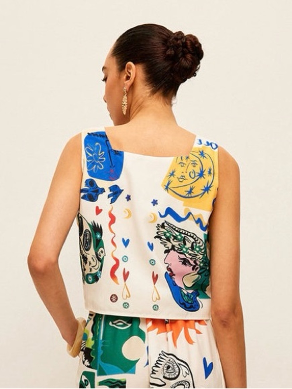 Commense Graphic Print Square Neck Crop Top Size Small [TOP ONLY] - Picture 4 of 10